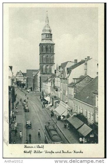 Hamm Westfalen Straßenbahn Tram Tramway Adolf-Hitler-Straße Geschäfte 17.6.1943 - Hamm