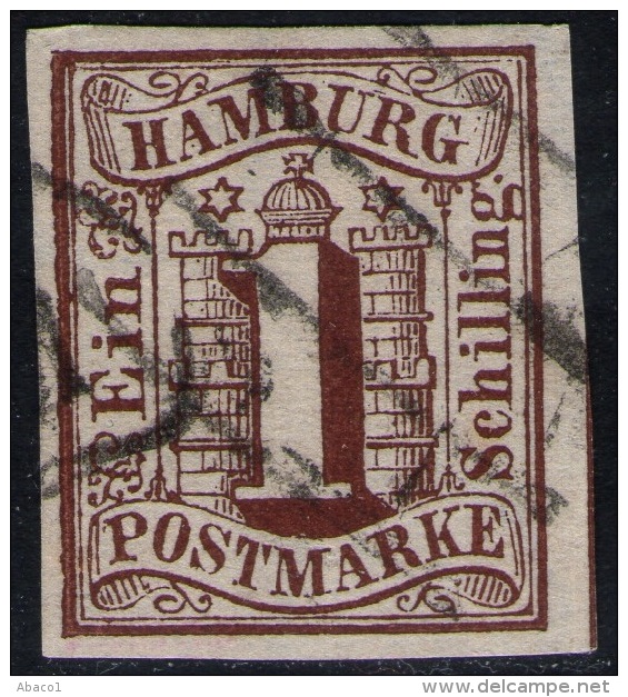 1 Shilling Braun - Hamburg Nr. 2 Mit Balken- Und Fußpoststempel - Tiefst Geprüft - Hambourg