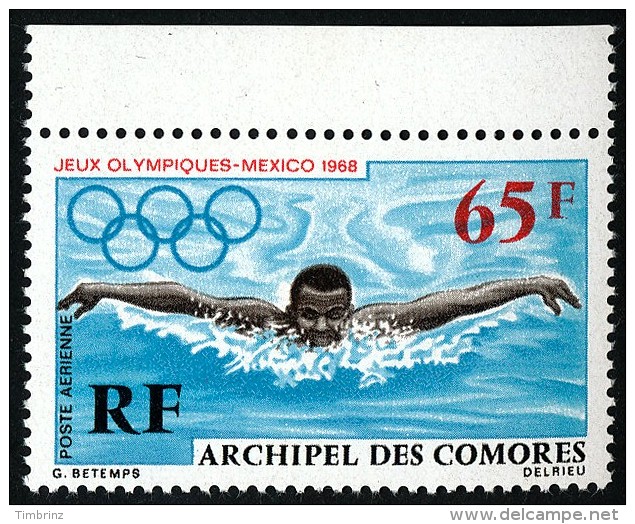 COMORES 1969 - Yv. PA 25 ** SUP Bdf  Cote= 5,50 EUR - JO Mexico : Natation ..Réf.AFA21762 - Luchtpost