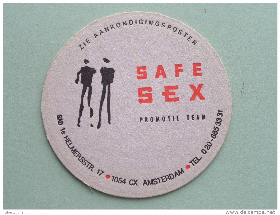 SAFE SEX Promotie Team Amsterdam ( Sous Bock / Coaster / Onderlegger ) Zie Foto´s Voor Detail ! - Sous-bocks