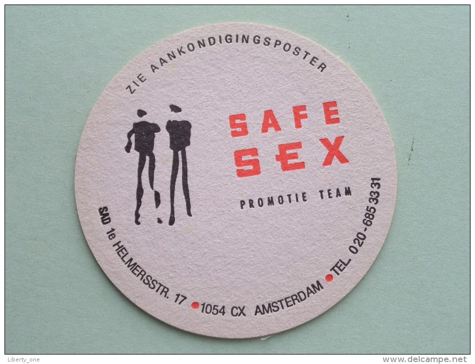 SAFE SEX Promotie Team Amsterdam ( Sous Bock / Coaster / Onderlegger ) Zie Foto´s Voor Detail ! - Sous-bocks