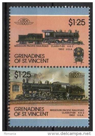 Grenadines St. Vincent 1987 - Locomotive Ferroviarie Railway Locomotives Treni Trains MNH ** - St.Vincent E Grenadine