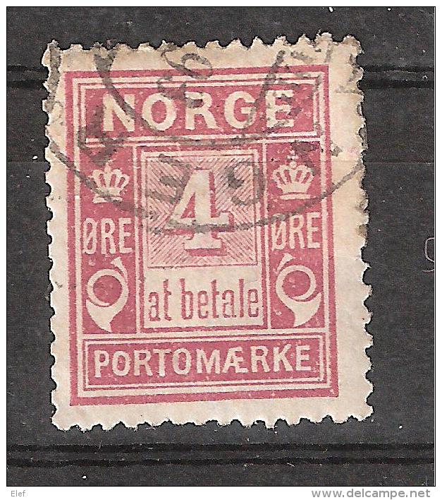 NORGE / Norvège, TAXE / Portomaerke, Yvert N° 2, 4 Ore Lilas Rose, Obl, TB - Oblitérés