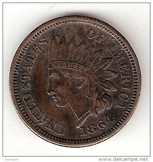 *usa 1 Cent 1864  Traces Of Other Currencies Besides Wreath Km 90a   XF!!!!!!! Look!!! - 1859-1909: Indian Head