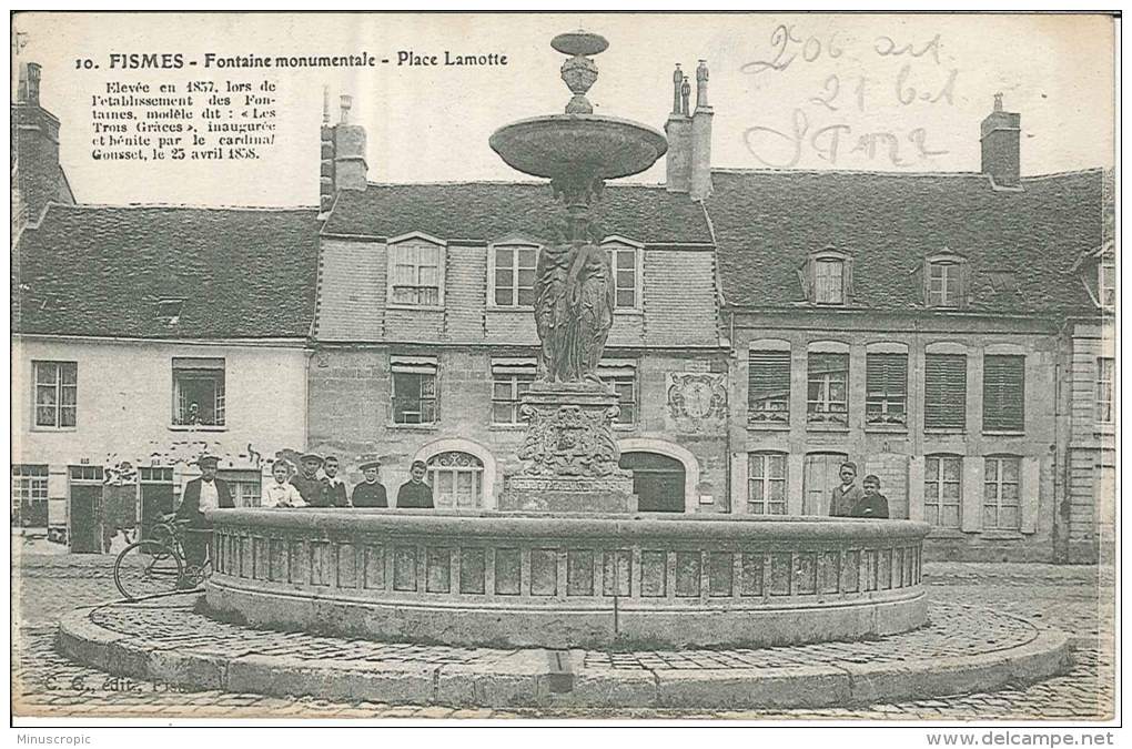 CPA 51 - Fismes - Fontaine Monumentale - Place Lamotte - Fismes