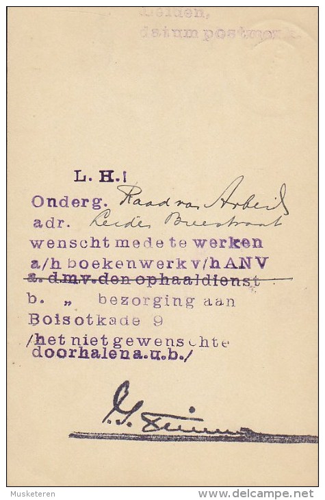 Netherlands Postal Stationery Ganzsache Entier 3 C Taube Deluxe LEIDEN 1933 To STAD (2 Scans) - Postal Stationery