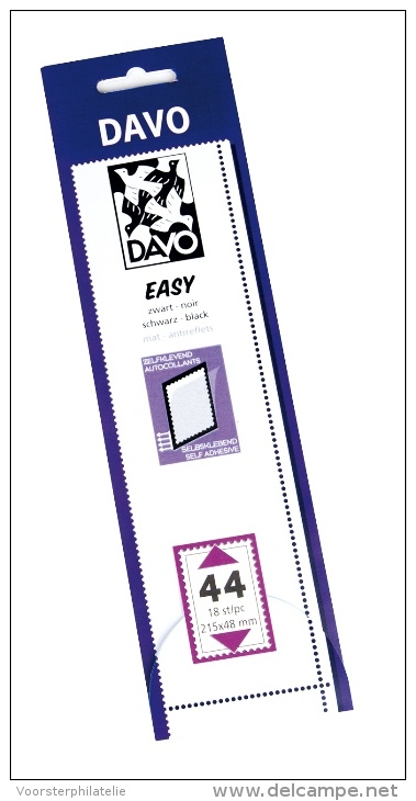 DAVO EASY BLACK NOIR ZWART STROKEN MOUNTS Z34 (215 X 38) 25 STK/PCS - Clear Sleeves