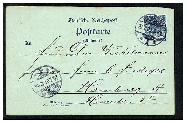 Germany 1901 Postal Stationery Postcard Hamburg (S565) - Sonstige & Ohne Zuordnung