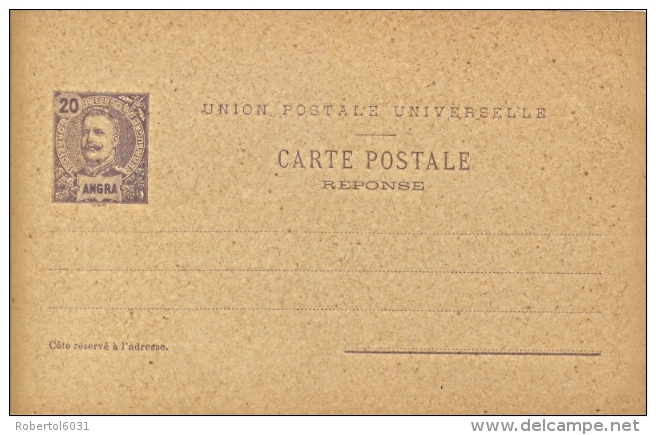 Portugal Angra 1896-99 Postal Stationery Reply-paid Postcard 20/20 Reis King Carlos I Unused With Cancel 17/1/1897 - Angra
