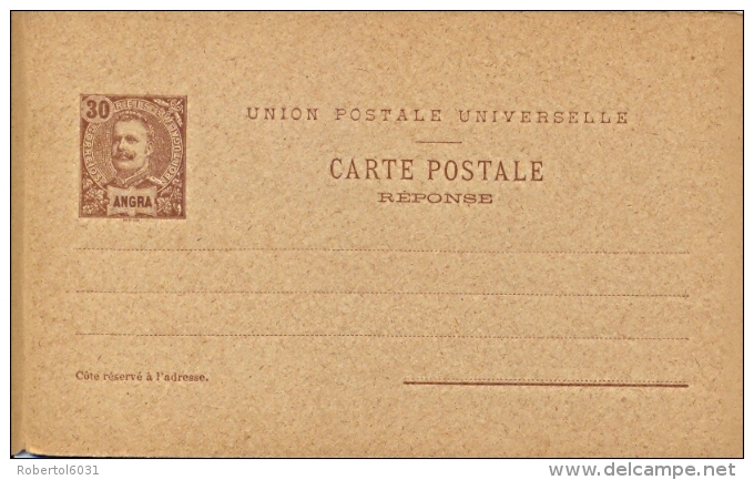 Portugal Angra 1896-99 Postal Stationery Reply-paid Postcard 30/30 Reis King Carlos I Unused With Cancel 3/3/1897 - Angra