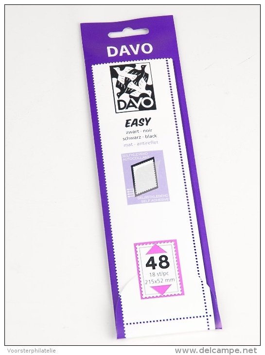 DAVO EASY BLACK NOIR ZWART STROKEN MOUNTS Z48 (215 X 52) 18 STK/PCS - Sobres Transparentes