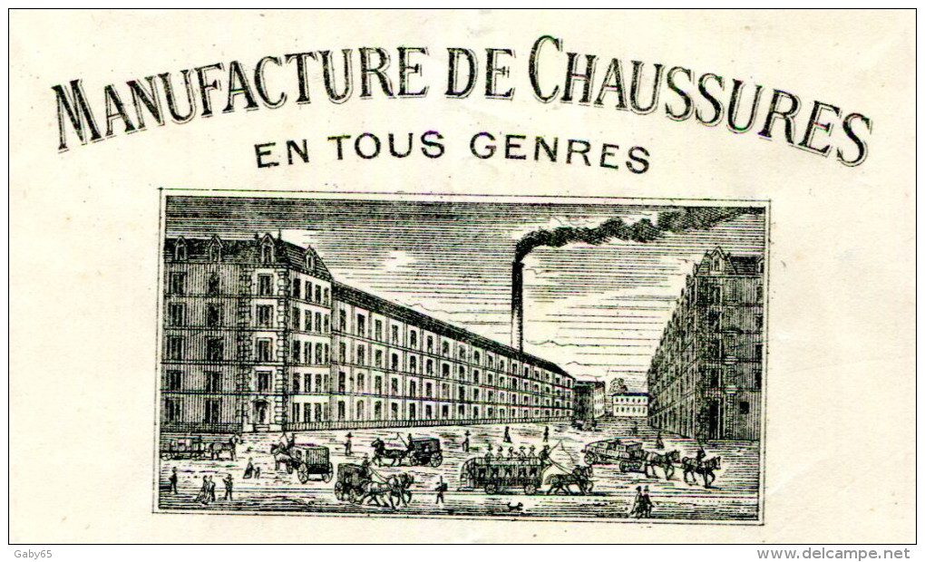 MANUFACTURE DE CHAUSSURES EN TOUS GENRES.P.FAURE 188 à190 FAUBOURG SAINT DENIS.PARIS. - Textile & Vestimentaire