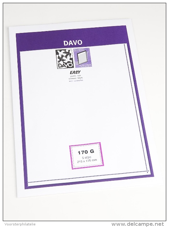DAVO EASY BLACK NOIR ZWART STROKEN MOUNTS Z170G (215 X 175) 5 STK/PCS - Enveloppes Transparentes