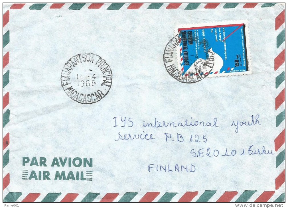 Madagascar 1988 Fianarantsoa Principal UPU Postal Day Dove Pigeon Cover - Madagaskar (1960-...)