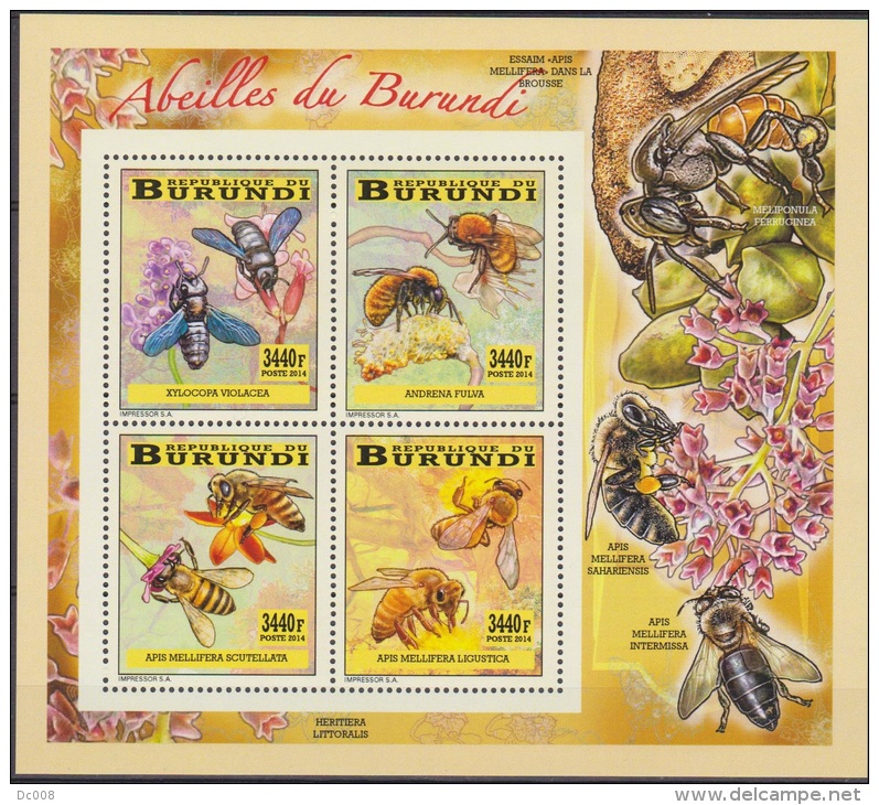 Burundi Bees -Abeilles-Bijtjes 2014 - Sheet Collective MNH - Ungebraucht