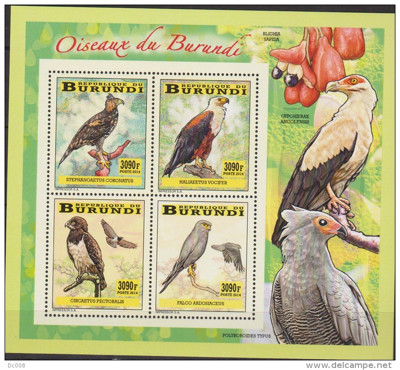 Burundi Birds Of Prey -Rapaces-Roofvogels 2014 Sheet Collective MNH - Neufs