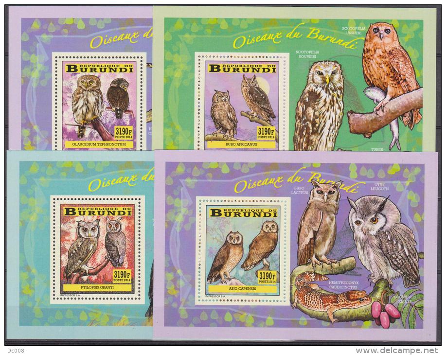 Burundi Owls-Hiboux-Uilen 2014 - 4 Sheets MNH - Ungebraucht