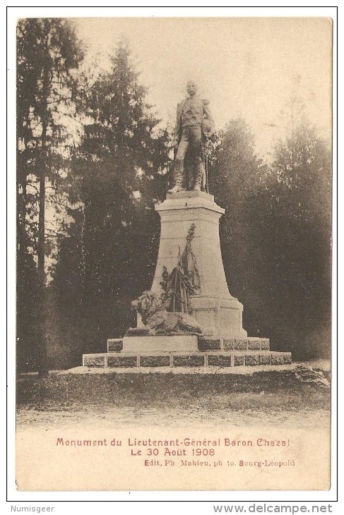 BOURG-LEOPOLD   ---  Monument Du Lieutenant-Général  Baron  Chazal  - Le 30 Août 1908 - Leopoldsburg