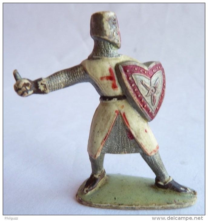 Figurine Guilbert MOYEN AGE CHEVALIER CROISE BLANC 60's Pas Starlux Clairet Cyrnos, Incomplet - Militaires