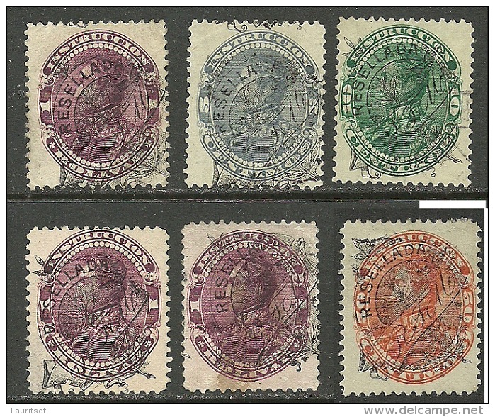 VENEZUELA 1900 Revenue Stamps S. Bolivar 6 Stamps From Set Michel 64 - 71 O - Venezuela