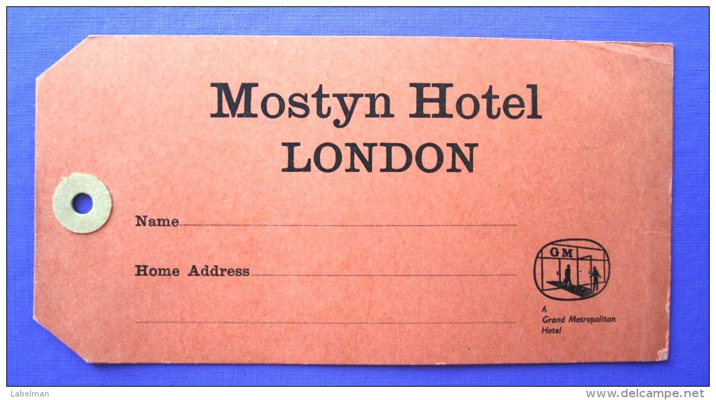 HOTEL PENSION MOSTYN METROPOLITAN LONDON UK ENGLAND GREAT BRITAIN STICKER DECAL LUGGAGE LABEL ETIQUETTE AUFKLEBER - Hotel Labels