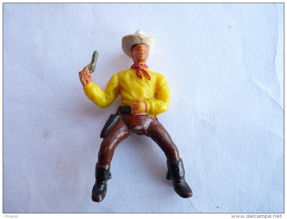 Figurine MARQUE INCONNUE 60's Pas Starlux Clairet Jim Cyrnos COWBOY CAVALIER REVOLVER MAIN - Starlux