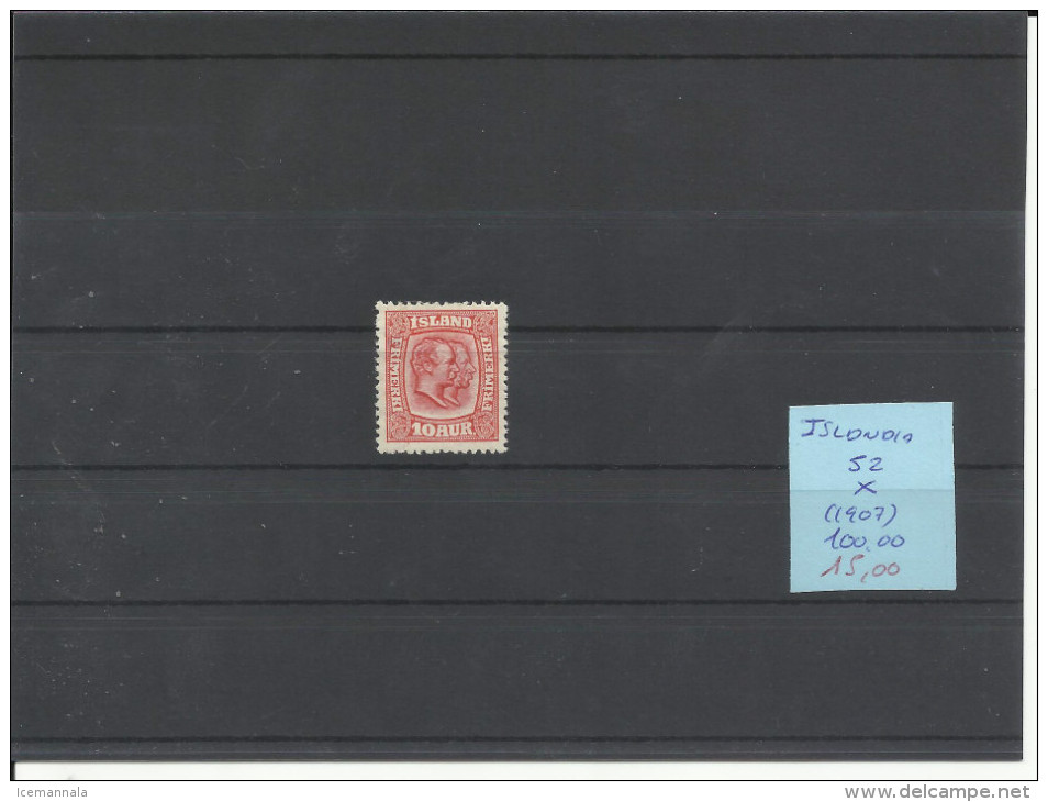 ISLANDIA  52    MH   *  ( PEQUEÑO DESCARNAMIENTO EN PAPEL) - Unused Stamps