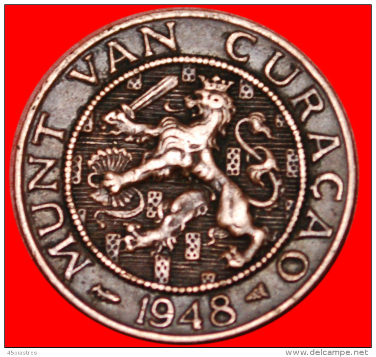 * LION OF NETHERLANDS ★ CURACAO ★ 2 1/2 CENTS 1948! LOW START ★  NO RESERVE! - Curacao