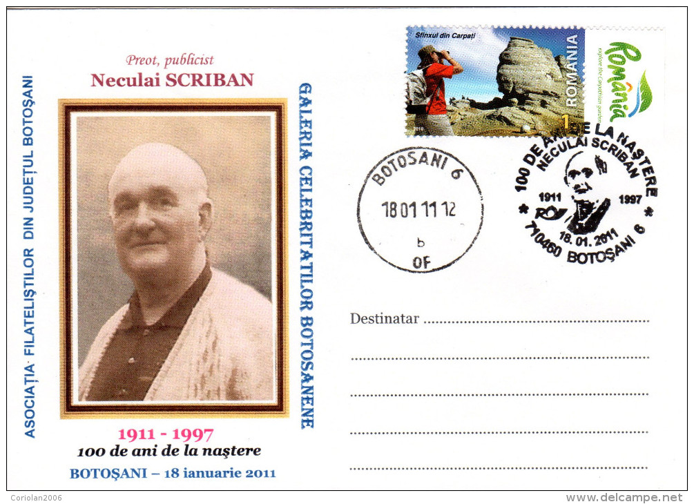 Romania / Cover With Special Cancellation / Pr. Neculai SCRIBAN - Theologians