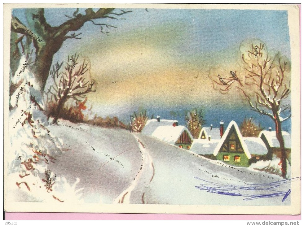 Happy New Year - Village Covered With Snow, 1964., Yugoslavia ( Džepna Knjiga ) - Anno Nuovo