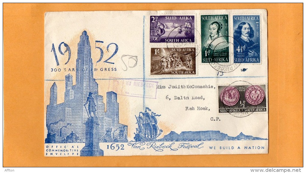 South Africa 1952 FDC Mailed Registered - FDC