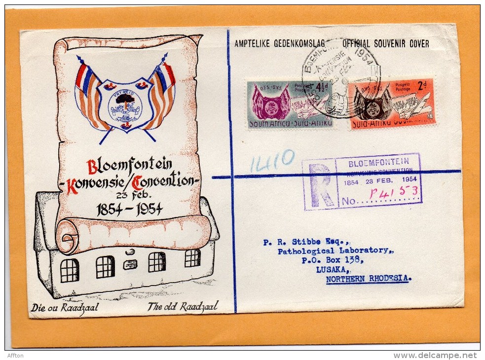 South Africa 1954 FDC Mailed Registered - FDC