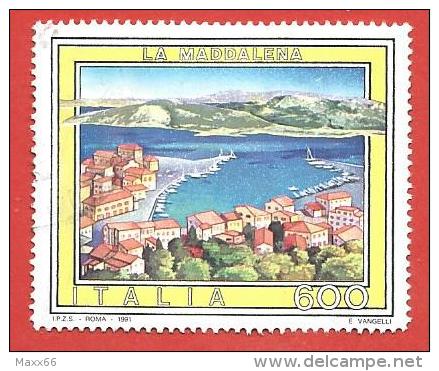 ITALIA REPUBBLICA USATO - 1991 - Turismo - 18ª Emissione - La Maddalena - £ 600 - S. 1954 - 1991-00: Usati