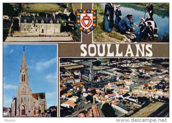 85  SOULLANS Chateau De LaVerrie Folklore Vendeen Eglise St Hilaire Vue Aerienne Le Bourg - Soullans