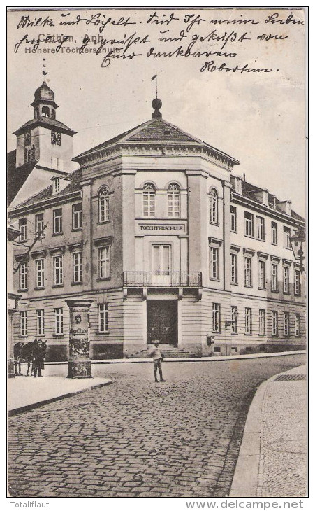 CÖTHEN Anhalt Köthen Höhere Töchterschule Belebt Pferd Litfaßsäule 25.10.1920 Gelaufen - Koethen (Anhalt)