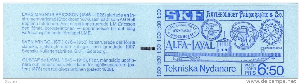 Pioniere Der Technik 1976 Schweden 959/3 HBl.84/MH 57 ZB ** 9€ Bloque Hb M/s Carnet Se-tenant Technic Booklet Bf Sverige - Abarten Und Kuriositäten