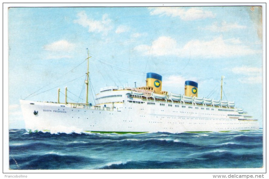 S/S QUEEN FREDERICA-NATIONAL HELLENIC AMERICAN LINE/ SHIP / CRUISER / WITH GIBRALTAR STAMP - Piroscafi