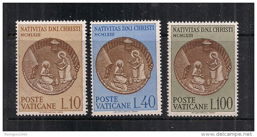 VATICANO   1963 NATALE SASS. 372-374 MNH XF - Nuovi