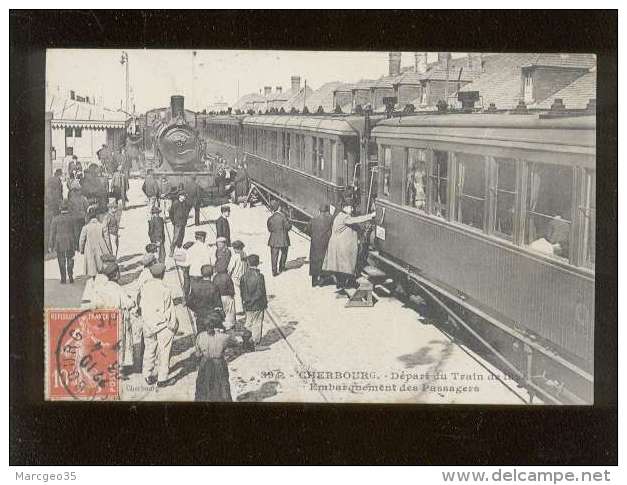 50 Cherbourg Départ Du Train De Luxe Embarquement Des Passagers édit. ?? N° 394 Animée Chemin De Fer - Cherbourg