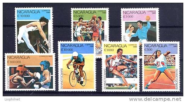 NICARAGUA 1990, CYCLISME, BOXE, BASKET, JAVELOT... 7 Valeurs, Neufs. R308 - Zomer 1992: Barcelona