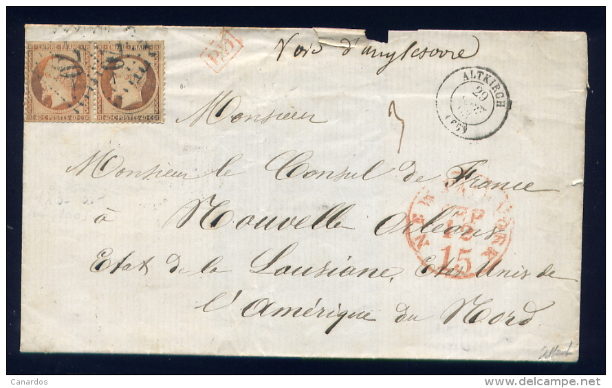 Lettre D´Altkirch Pour Le Consul De La Nouvelle Orléans 1863 - 1849-1876: Période Classique