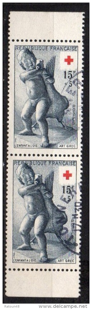 Paire Vertical De Carnet  N° 1049a -oblitéré - Croix Rouge  L'enfant à L'oie      - FRANCE - Used Stamps