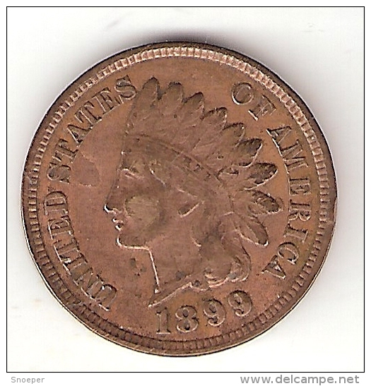 *usa 1 Cent 1899    Km 90a   Vf+ - 1859-1909: Indian Head