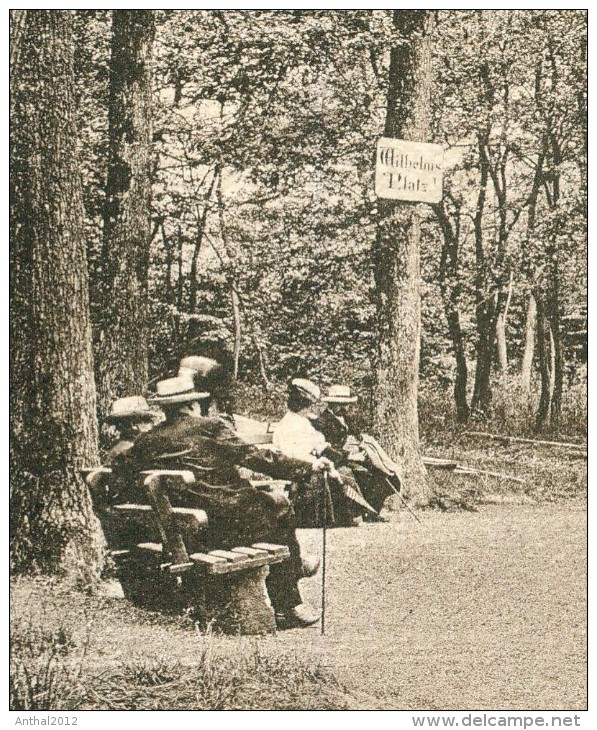 Rare Bad Soden Taunus Wilhelmsplatz Im Wald Personen Auf Parkbank 22.7.1919 - Bad Soden