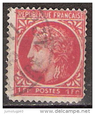 Timbre France Y&T N° 676 (6) Obl.  Type Cérès De Mazelin.  1 F. Rose-rouge. Cote 0,15 € - 1945-47 Ceres (Mazelin)