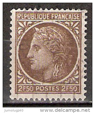 Timbre France Y&T N° 681 (7) Obl.  Type Cérès De Mazelin.  2 F 50. Brun. Cote 0,15 € - 1945-47 Cérès De Mazelin