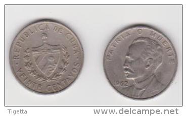 CUBA  20 CENTAVOS    ANNO 1962 - Cuba