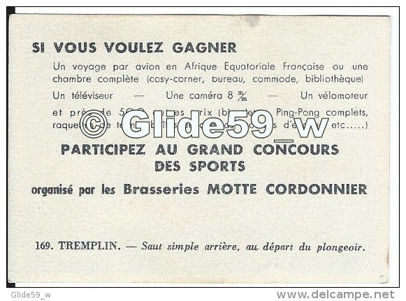 Chromo - Brasseries MOTTE CORDONNIER - N° 169 - Tremplin - Saut Simple Arrière, Au Départ Du Plongeoir - Autres & Non Classés