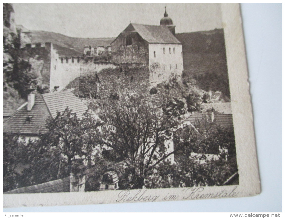 AK 1921 Österreich. Rehberg Im Kiemstale. Ruine. Nr. 211 Kunstverlag Johann Saska, Krems - Raabs An Der Thaya