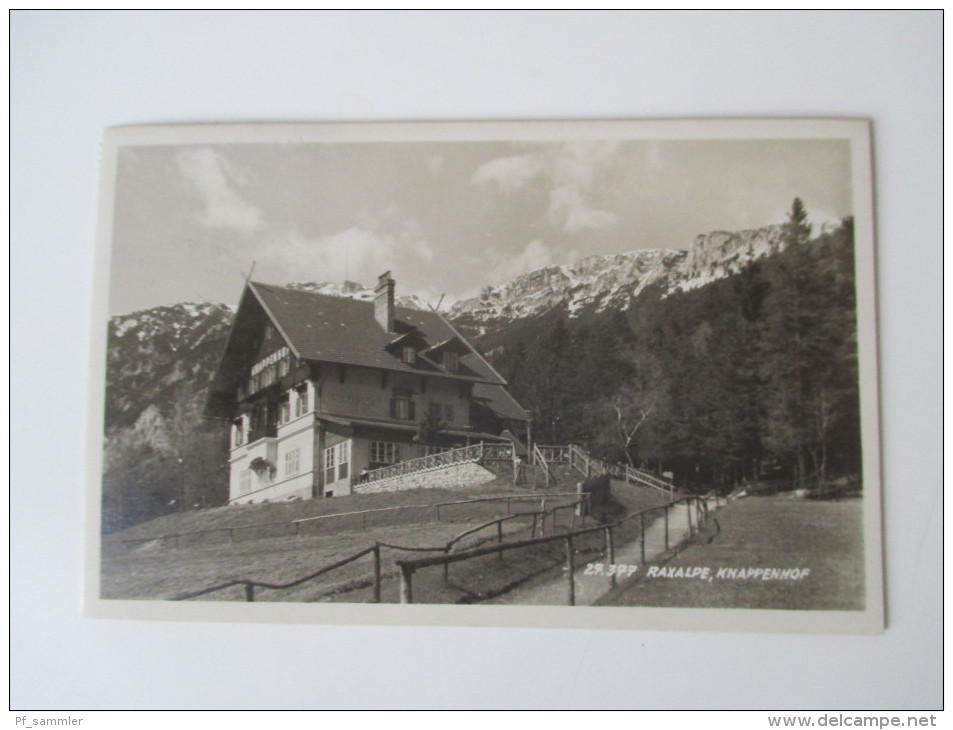 AK 1932 Österreich- Raxalpe, Knappenhof. Alpenhotel U. Pension. Knappenhof. Post Edlach. Echtfoto - Raxgebiet